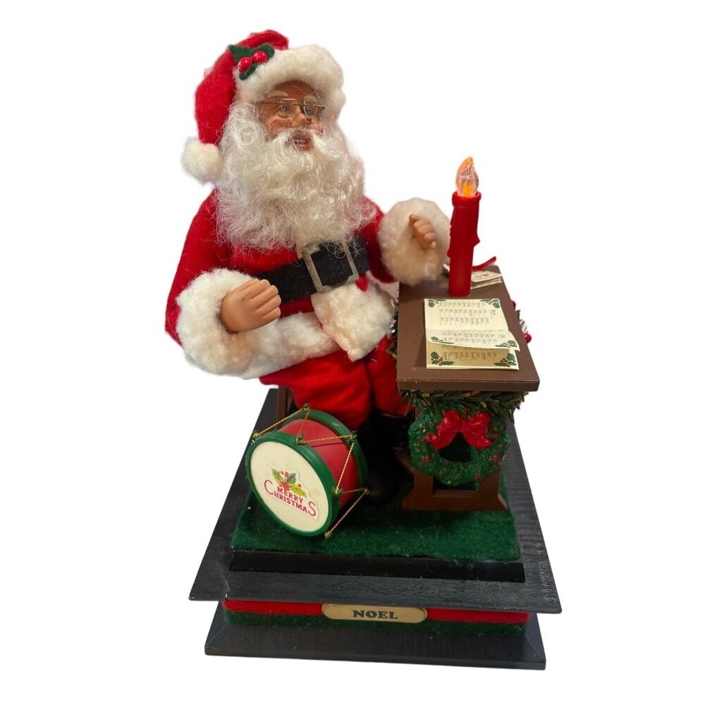 Holiday Creations 1993 Musical Light Up Candle Santa Decoration Works